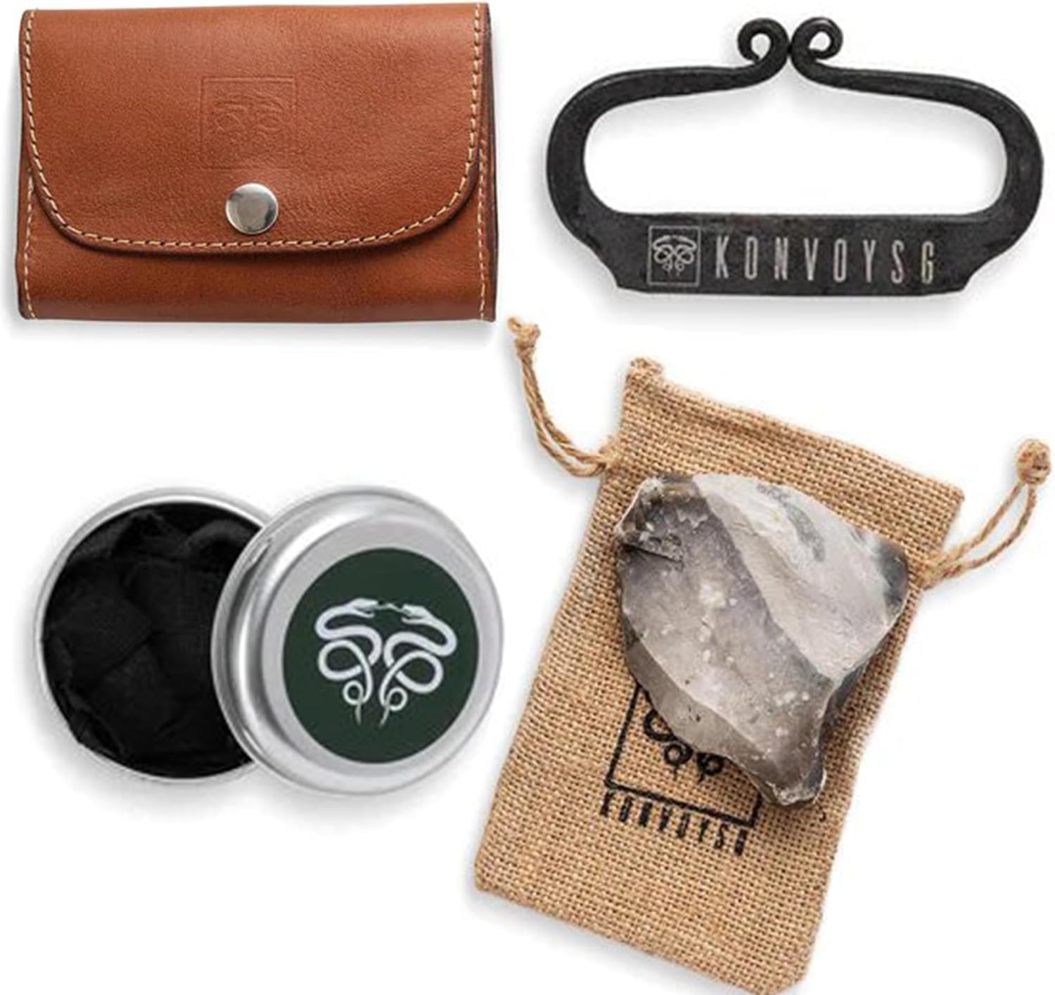 The Artisan Heritage Fire Kit – Hand-Forged Carbon Steel & English Flint in a Premium Top-Grain Leather Pouch