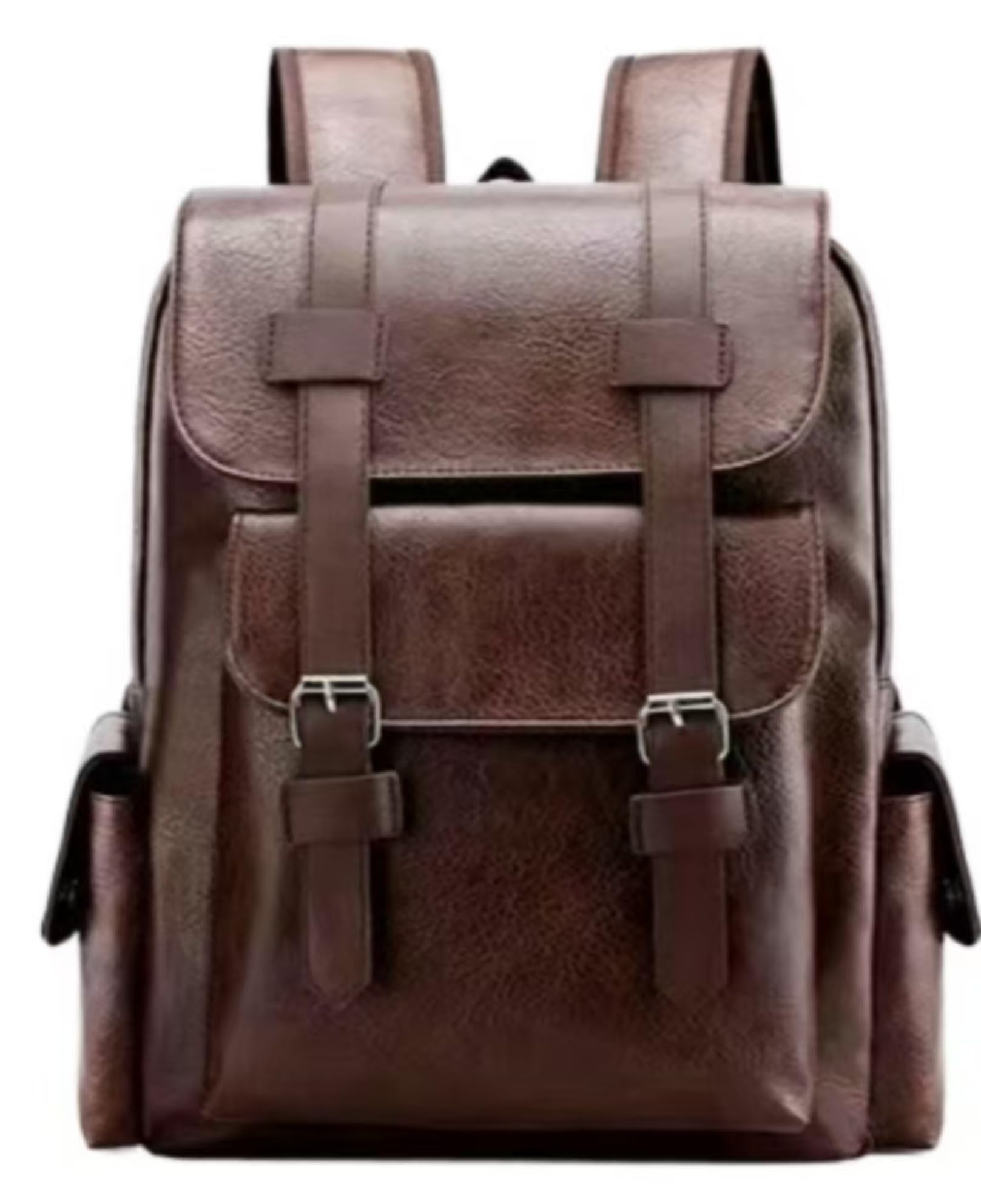 CYLYWJD Business Men and Women PU Leather Backpack 15.6inch Laptop Waterproof Backpack Travel Commuter Lightweight schoolbag (Brown backpack8,Medium)