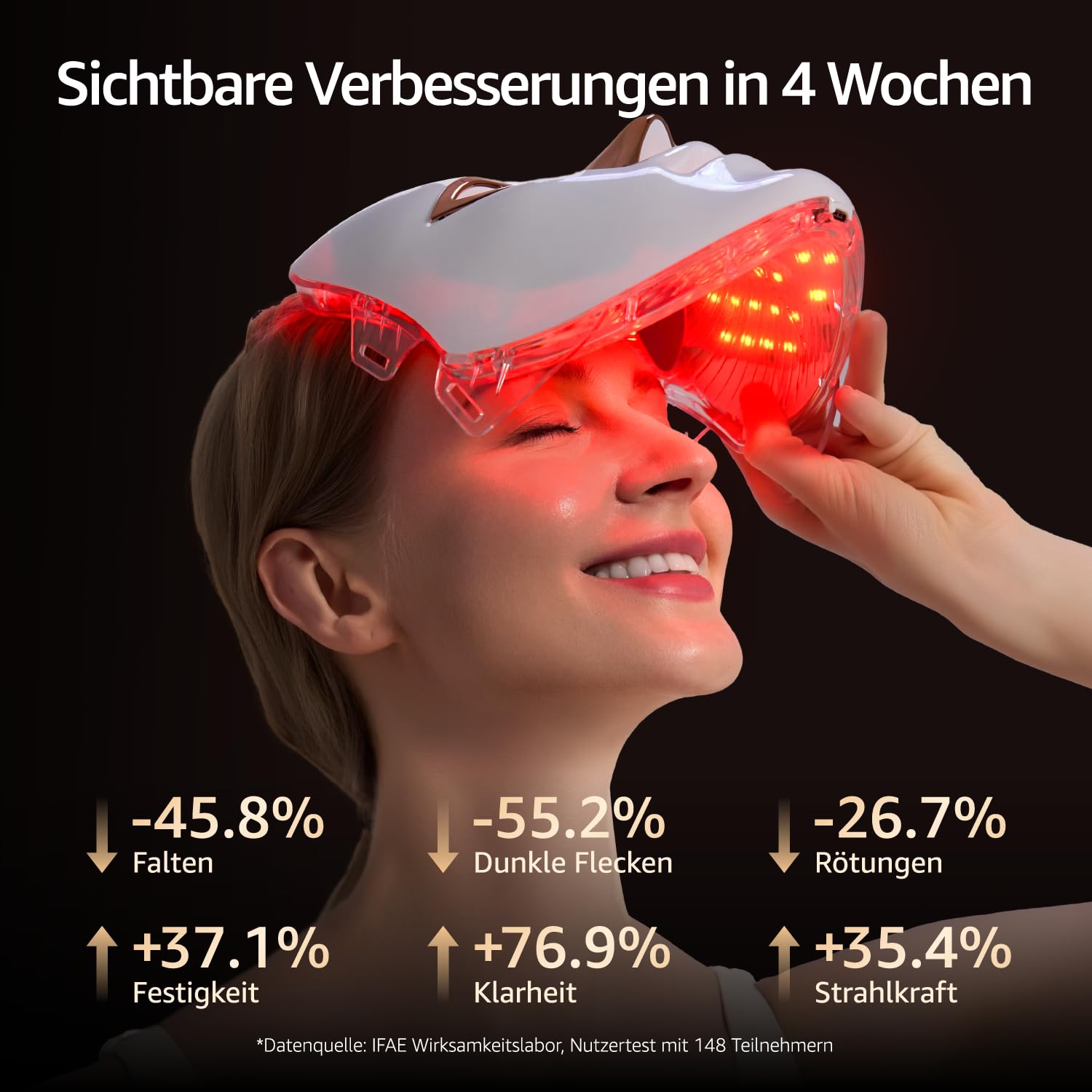 IFAE LED Maske Gesicht, mit Lichtmodi, 7 Farben, kabellos & wiederaufladbar, mit Timer 10, Schönheitsgeschenke für alle Hauttypen（Weiß）