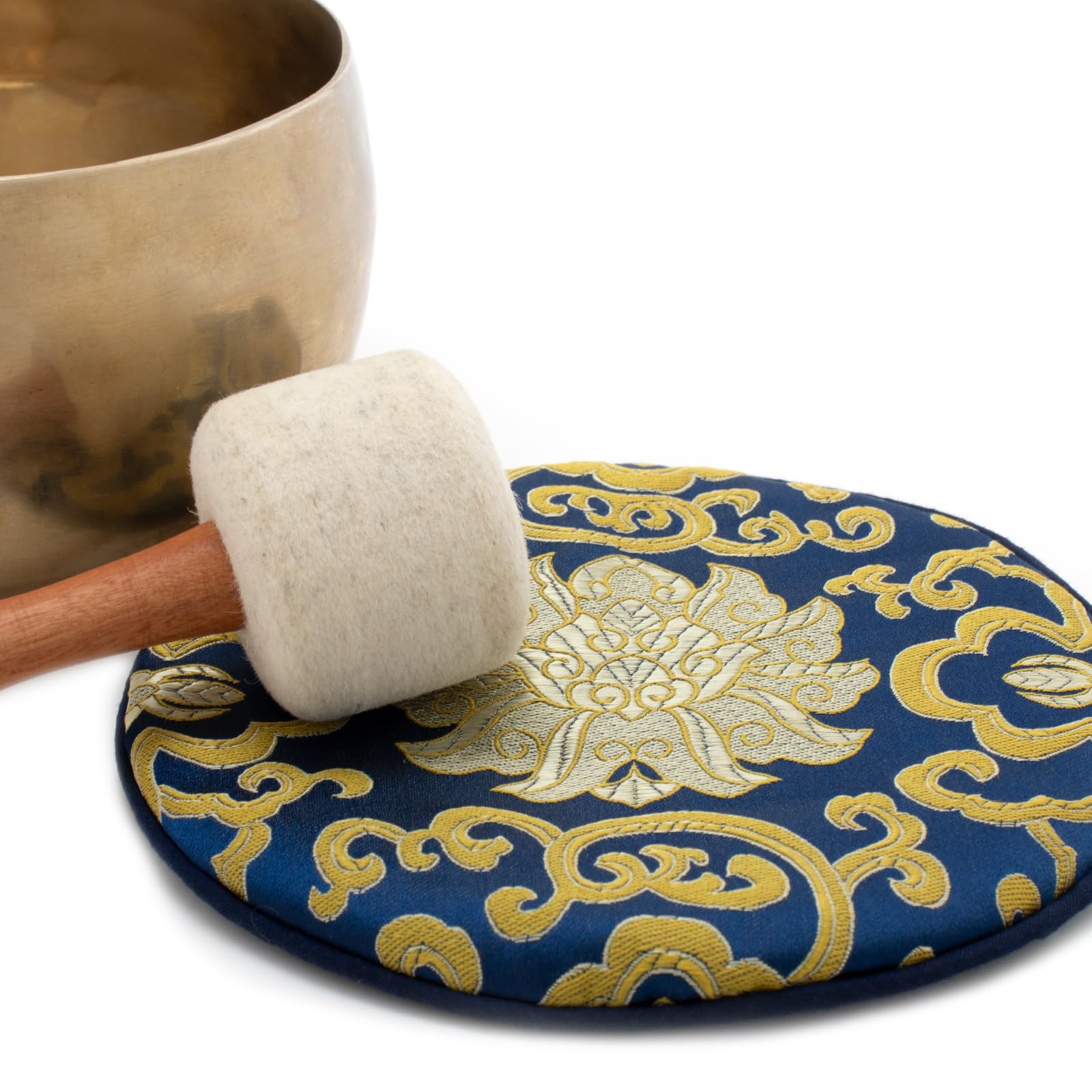 Nepal-Klangschale ca. 500–600 g, handgeschmiedet | Fair Trade aus Nepal, warmer, tiefer Klang, inkl. Zubehör