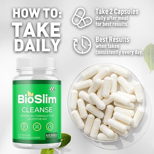 Miniatura 5 de Bioslim Cleanse Cápsulas (2 unidades), píldoras oficiales de suplemento de limpieza Bioslim con todos los ingredientes naturales, fórmula avanzada