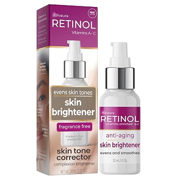 LIVAURA Retinol Skin Brightener - Brightening Face Serum for Dark Spots | Brightening night serum that fades dark spots, evens tone and smooths wrinkles - anti-aging retinol treatment, women, men