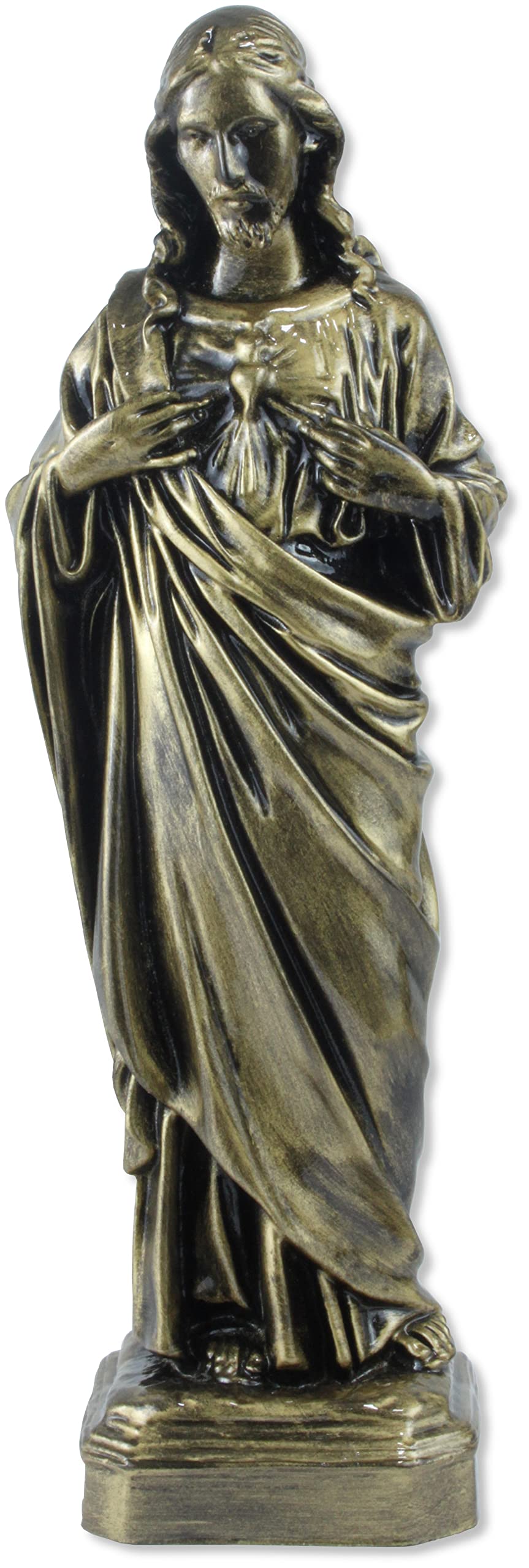 Proposte Religiose Statue des Heiligen Herzens Jesu aus Kunstharz, Farbe Bronze, 30 cm, hergestellt in Italien