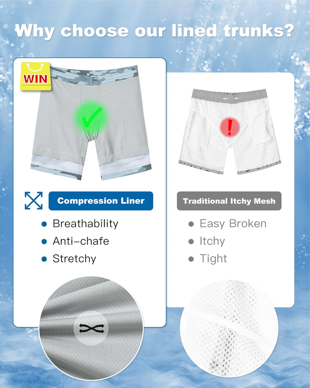 SURF CUZ Mens Swim Trunks with Compression Liner Swim Shorts 7" Swimming Trunks Stretch 7 Inch Swim Suits Quick Dry - Image 6