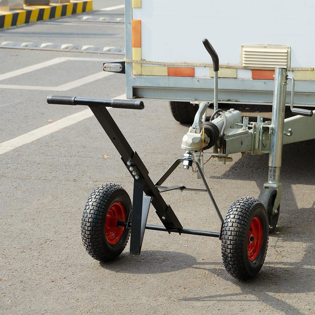 Trailer Dolly, Heavy-Duty Steel Trailer Mover Dolly with 2 Inch Ball and 600 lbs Capacity Handle for Easy Maneuvering of Boat, for Moving Car RV Boat Trailer, Great for Camping