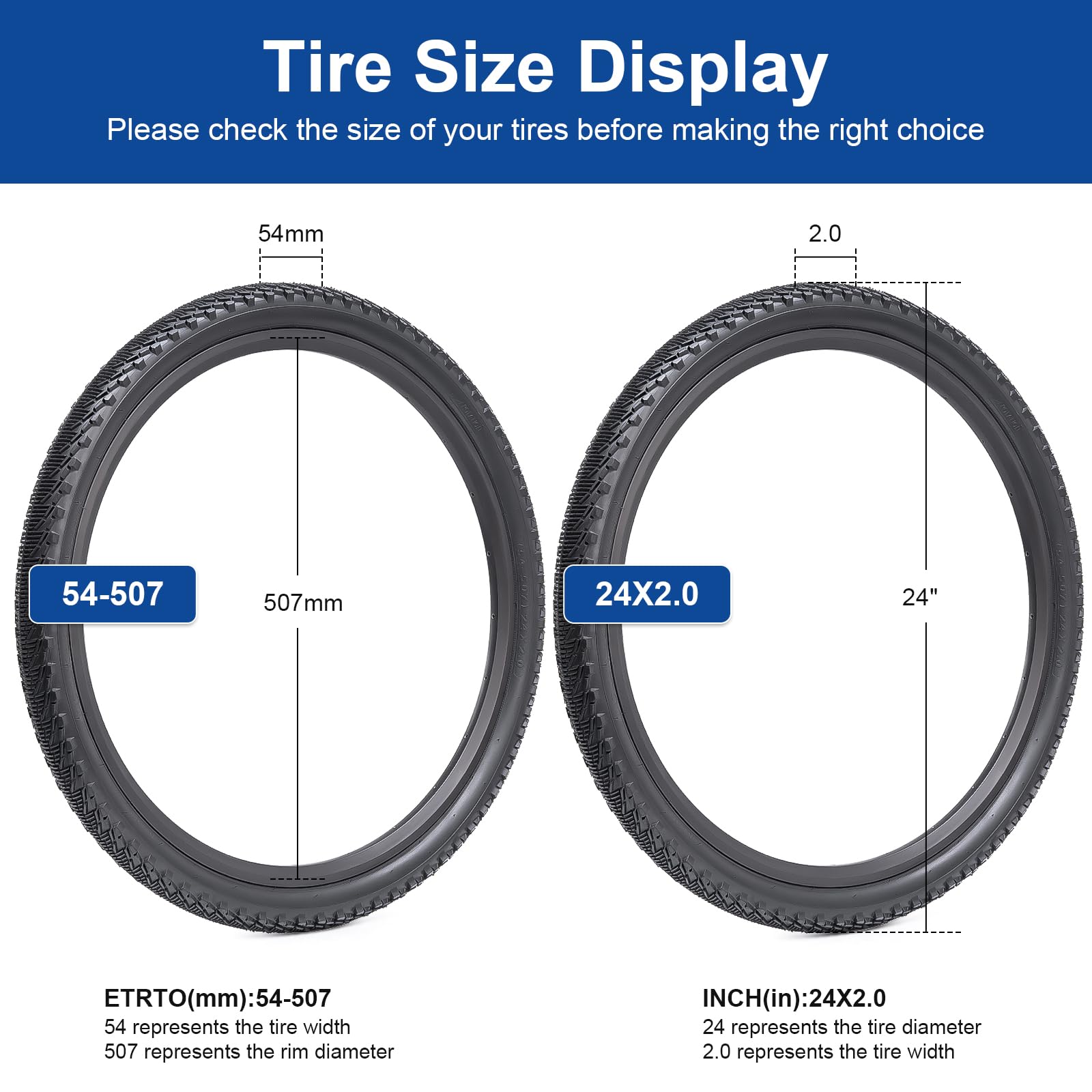 ロードバイクタイヤ Amazon | FengCan 1本 24 2.0 タイヤ,24x2.0 54-507 タイヤ,適用