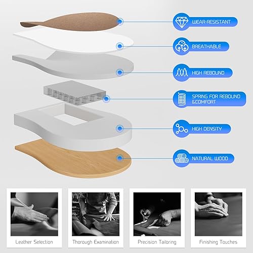 Miniatura 9 de GYI Silla de oficina grande y alta, asiento ancho de 400 libras, silla ergonómica de escritorio ejecutiva de cuero con brazos abatibles, color marrón