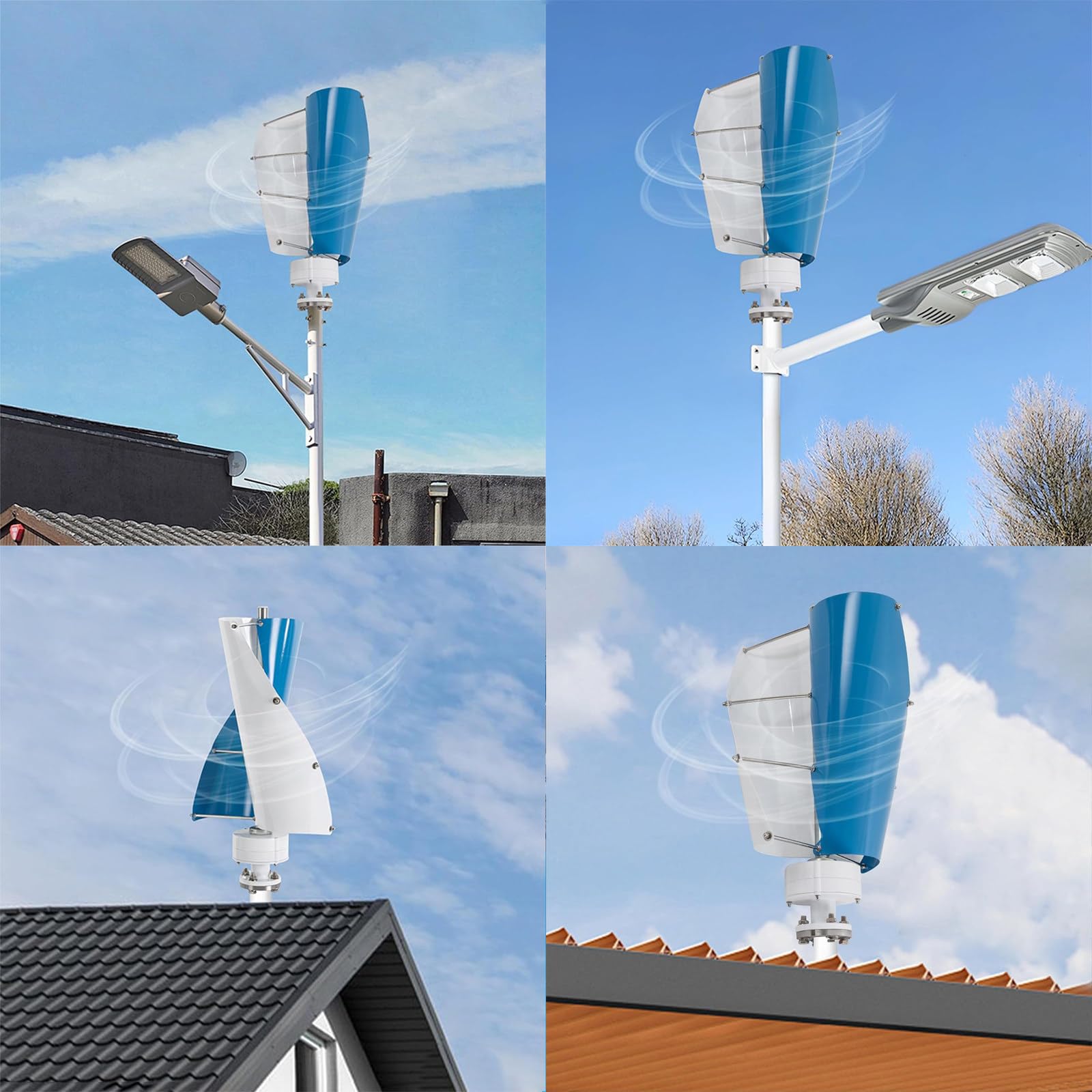 Aerogenerador, generador eólico, generador de energía eólica de 13000 W, generador eólico Vertical para Uso doméstico, aerogenerador de 2 aspas y Bajas revoluciones,48V