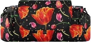 FRODOTGV Red Tulip Floral Flower with Black Leaf attachable stroller organizer stroller caddy bag carriage carrito para bebe