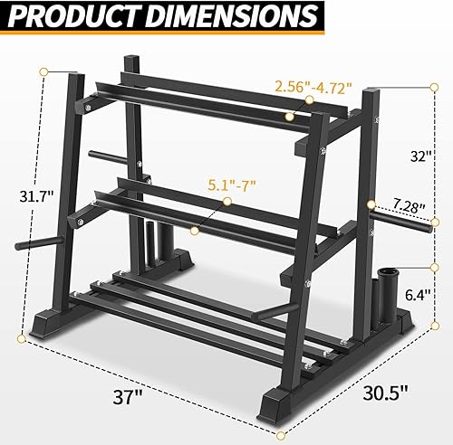 Miniatura 5 de Bongkim - Estante para mancuernas, juego de mancuernas con soporte de estante, soporte para mancuernas para gimnasio en casa, estante de pesas para