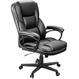 Furmax Office Executive Chair High Back Adjustable Managerial Home Desk Chair, Swivel Computer PU Leather Chair with Lumbar Support (Black)