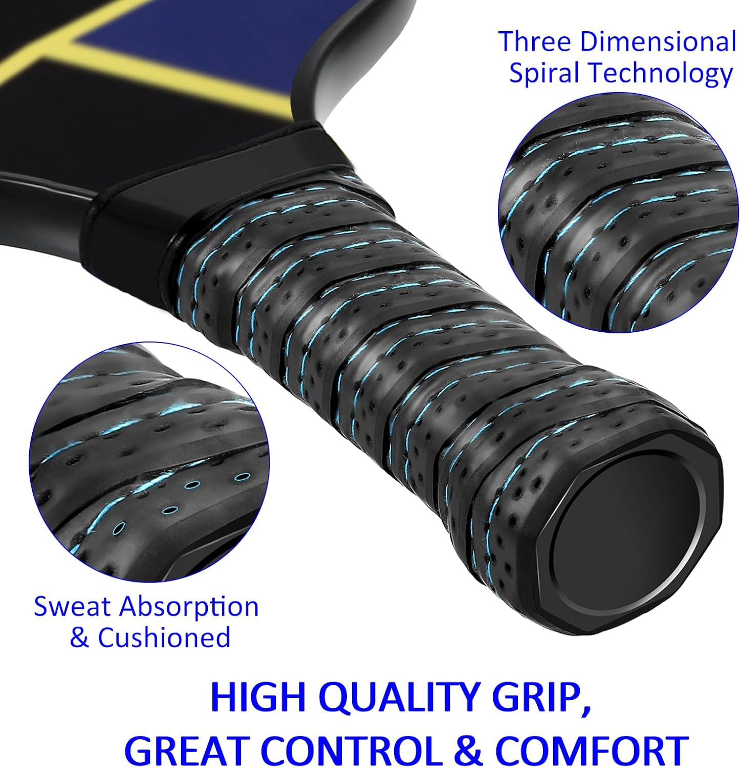 M METERXITY 2 Set Pickleball Paddles, USA Approved Fiberglass Racquets Polypropylene Core with OverGrip, 4 Balls & Carry Bag, Apply to Outdoor Sporting (Black)