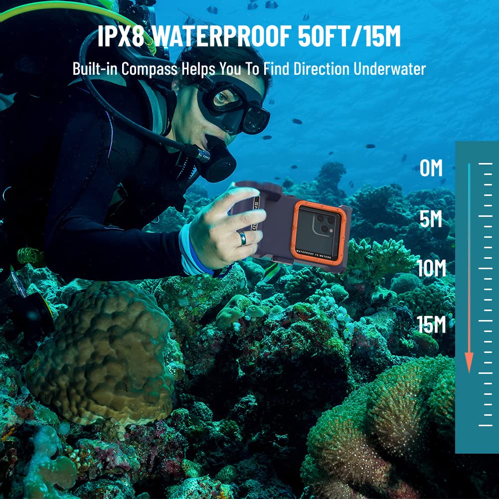 Funda impermeable para teléfono Bluetooth remoto 15 m subacuático Funda universal de buceo con cordón Natación Snorkeling para iPhone 13 12 11 Pro Max Samsung S22 Ultra Huawei Google OnePlus Xiaomi LG
