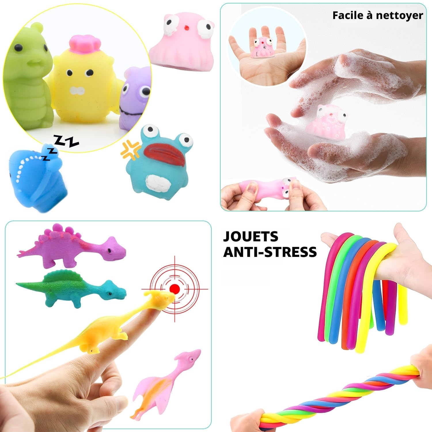 JUAUO 50 Pcs Fidget Toys Set, Stress-Angst Relief Toys pour Enfants et Adultes, Anxiété Relief Finger Toys, Anti Stress Autisme et TDAH, Jouets Sensoriels pour Enfants Fête d'anniversaire