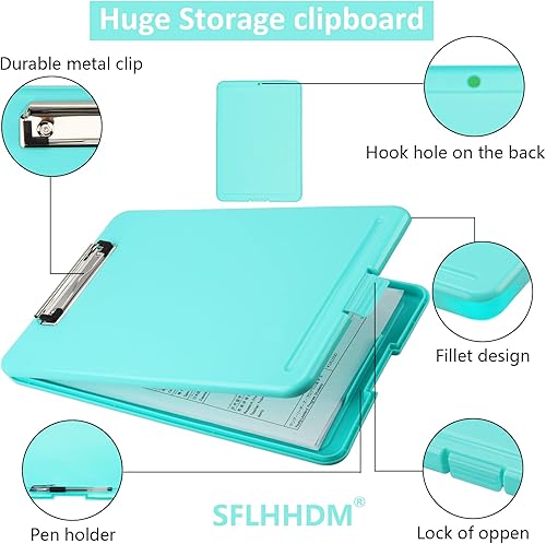 Miniatura 5 de Portapapeles con almacenamiento, portapapeles de almacenamiento con clip, portapapeles plegables para enfermeras, para papel de 8.5x11, estuches de