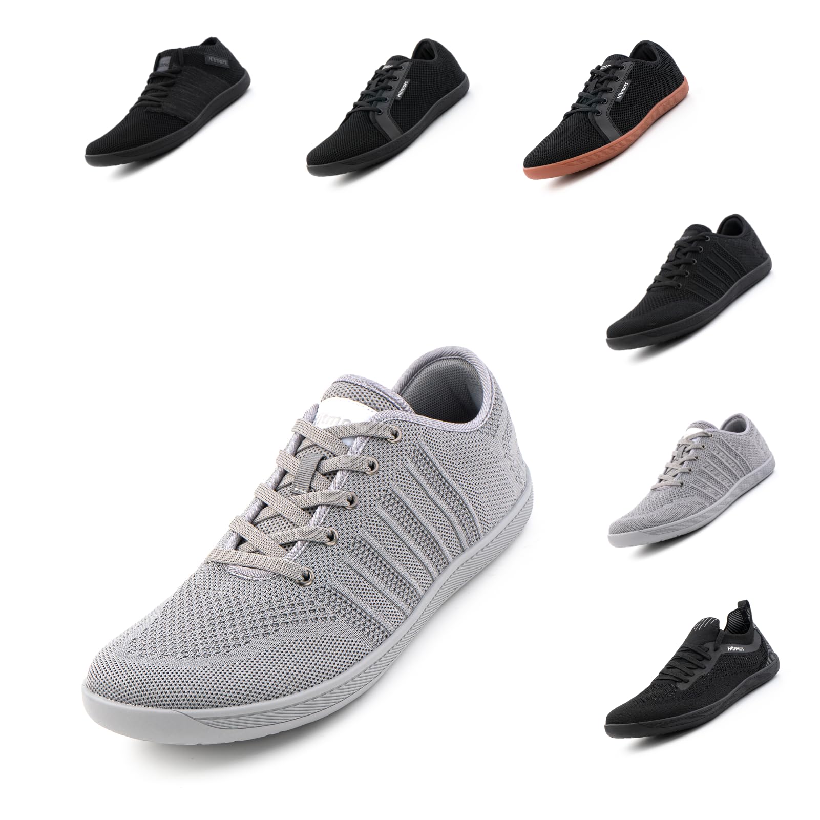 HitmarsBarefoot Running Shoes for Mens Womens Minimalist Zero Drop Shoes Lightweight Trail Running Outdoor Barefoot Trainers Black 3.5-9 UK