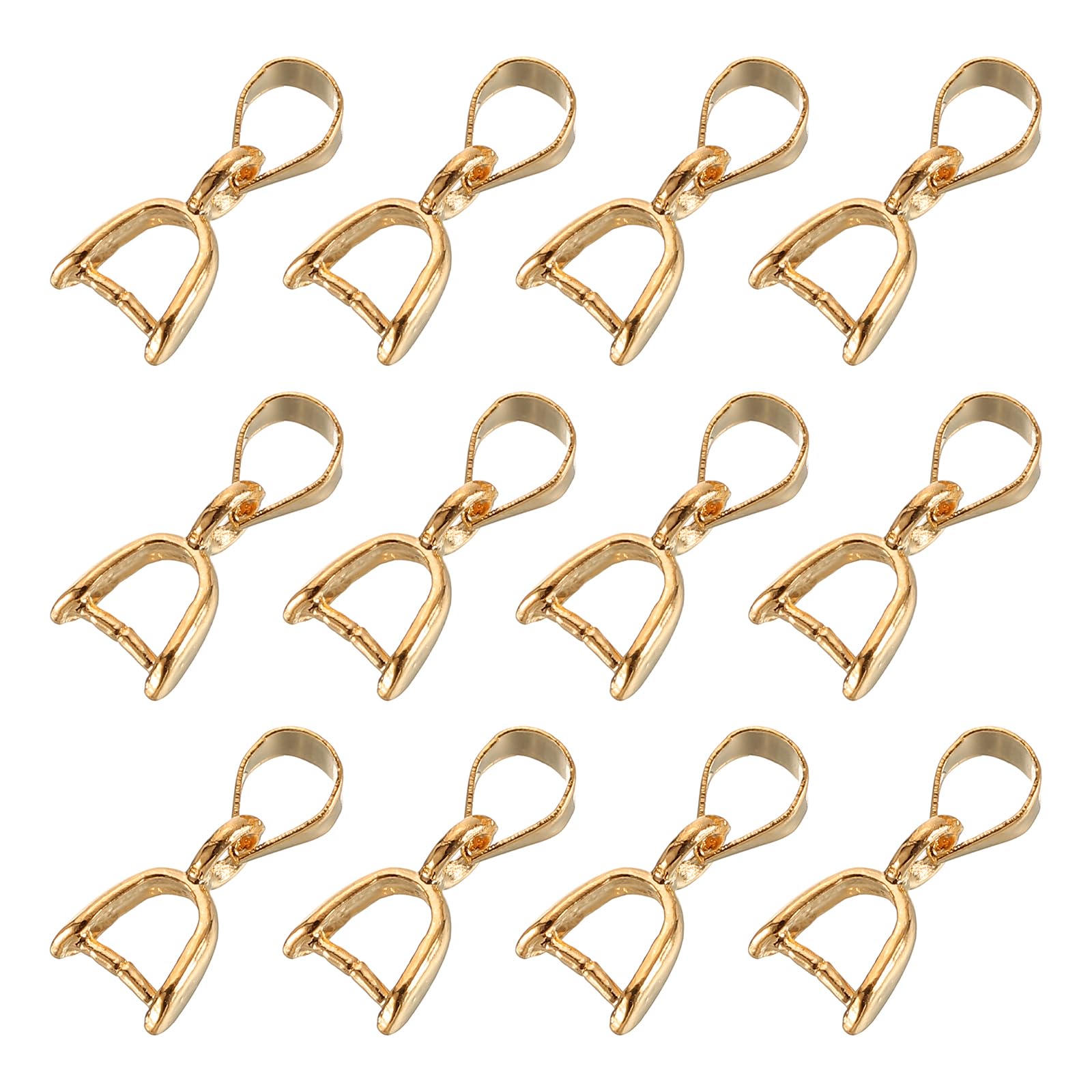 sourcing map 12Pcs Sterling Silver Bail Pinch Bail, 5mmx15mm Alloy Clip Clasps Clip Pendant Bail Connector Jewelry Findings for Bracelets Necklaces Making, Light Gold