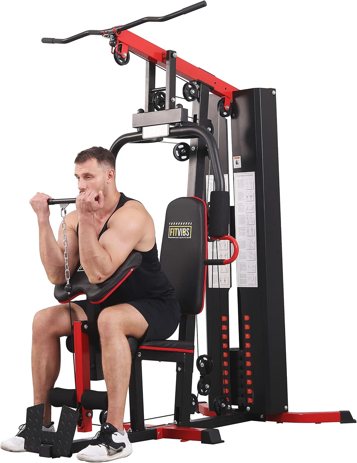 BalanceFrom Multifunctional Home Gym System Workout Station with Leg Extension and Preacher Curl, 122.5LB Weight Stack, Multiple Models