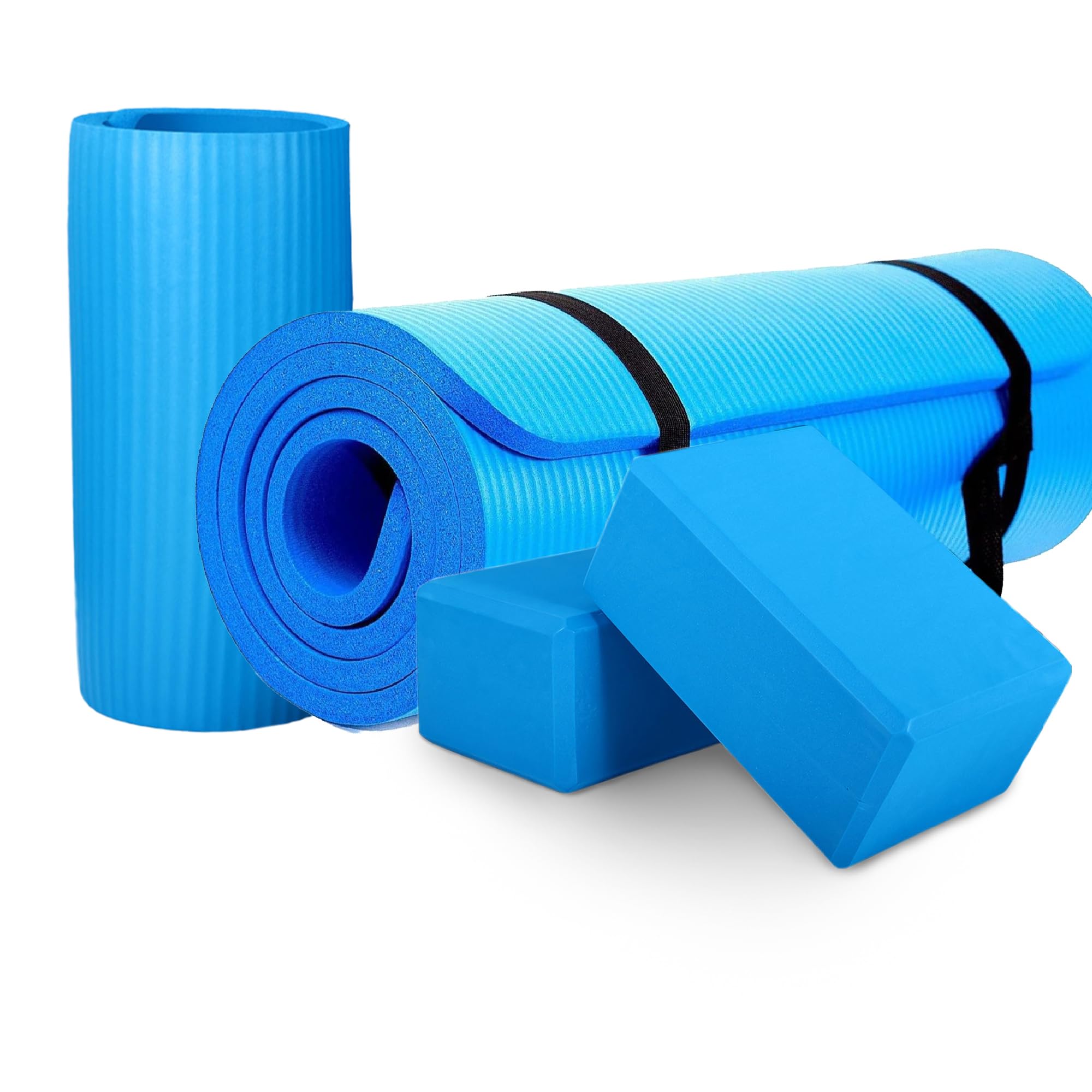 BalanceFrom Tapete de yoga de 1 pulgada extra grueso de alta densidad con superficie antideslizante y correa de transporte para hombres y mujeres, tapete de entrenamiento de pilates resistente al