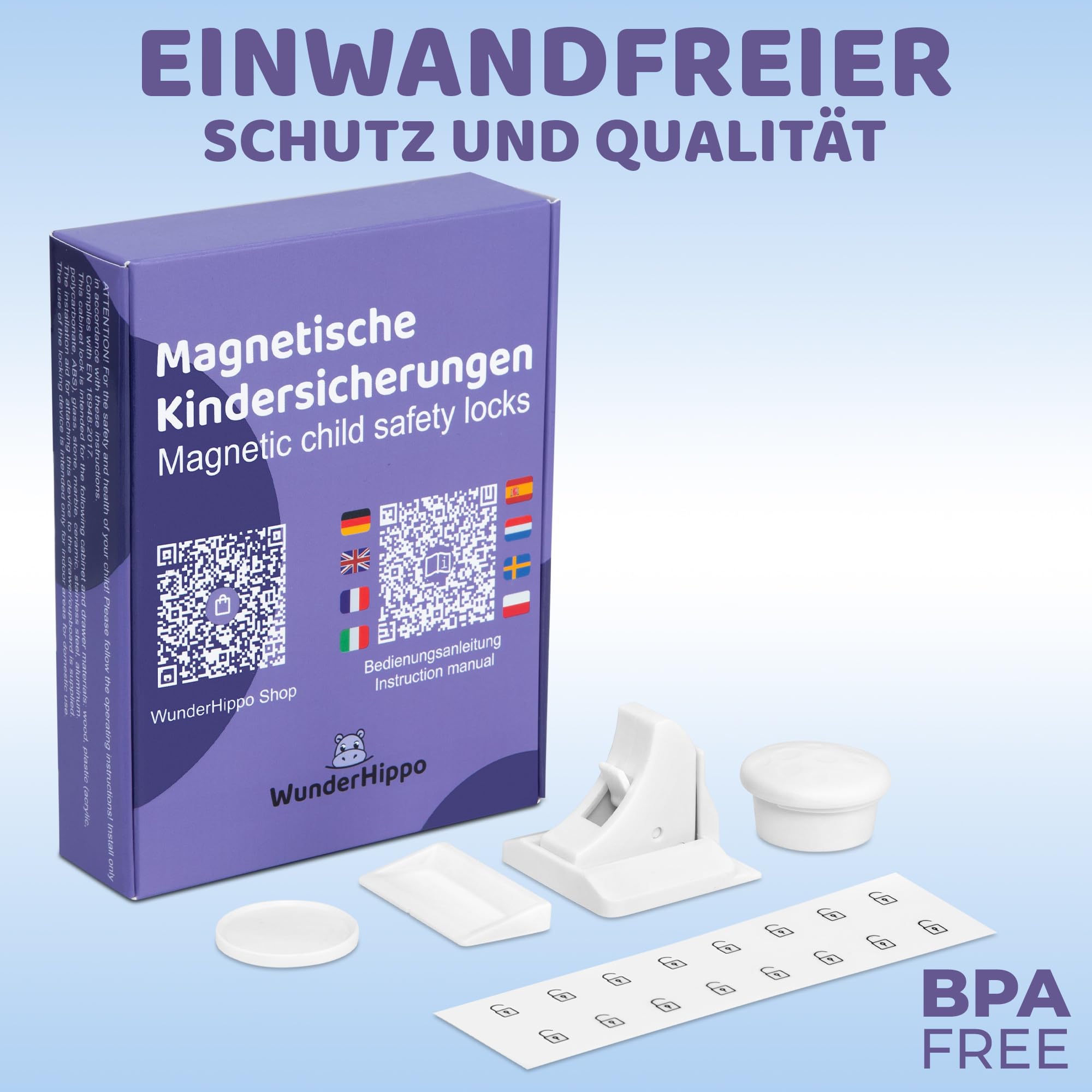 Magnetische Kindersicherung 12 Schlösser 3 Schlüssel Unsichtbarer Magnetverschluss Schranksicherung Schubladensicherung ohne Bohren Weiß