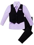 Baby and Big Boy's 4 Piece Pinstripe Vest Suit Set (Size S to 20)
