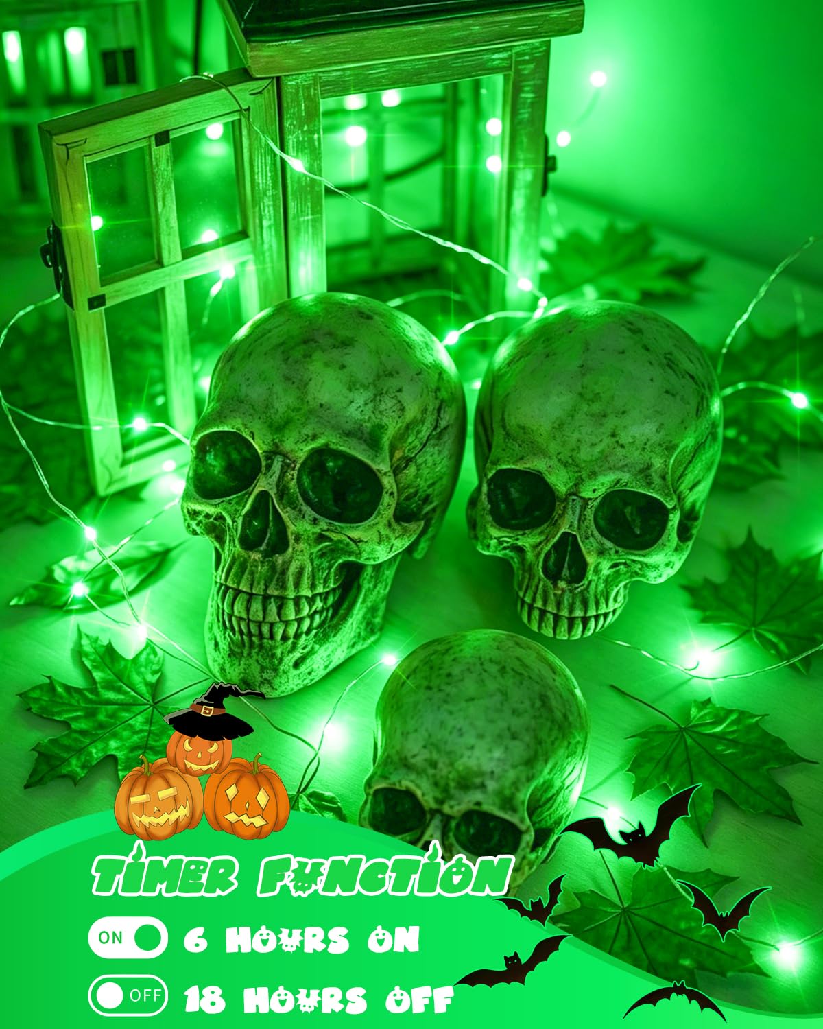 Paquete de 4 luces LED de 20 pies con 60 luces LED para el día de San Patricio con temporizador, cadena de luces impermeables para exteriores e interiores, luces parpadeantes para dormitorio, Navidad