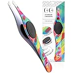 Professional Tweezers for Facial Hair Removal for Women, Sharp Tweezers for Men, Slant Point Tip Plucks and Shapes with Precision, Use for Eyebrows, Splinter, First-aid, Ingrown Hair Removal, Rainbow