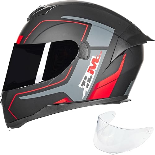 Miniatura 8 de ILM Casco de motocicleta de cara completa para motocross Street Bike certificado por DOT, 2 viseras modelo 317 (negro mate, S)