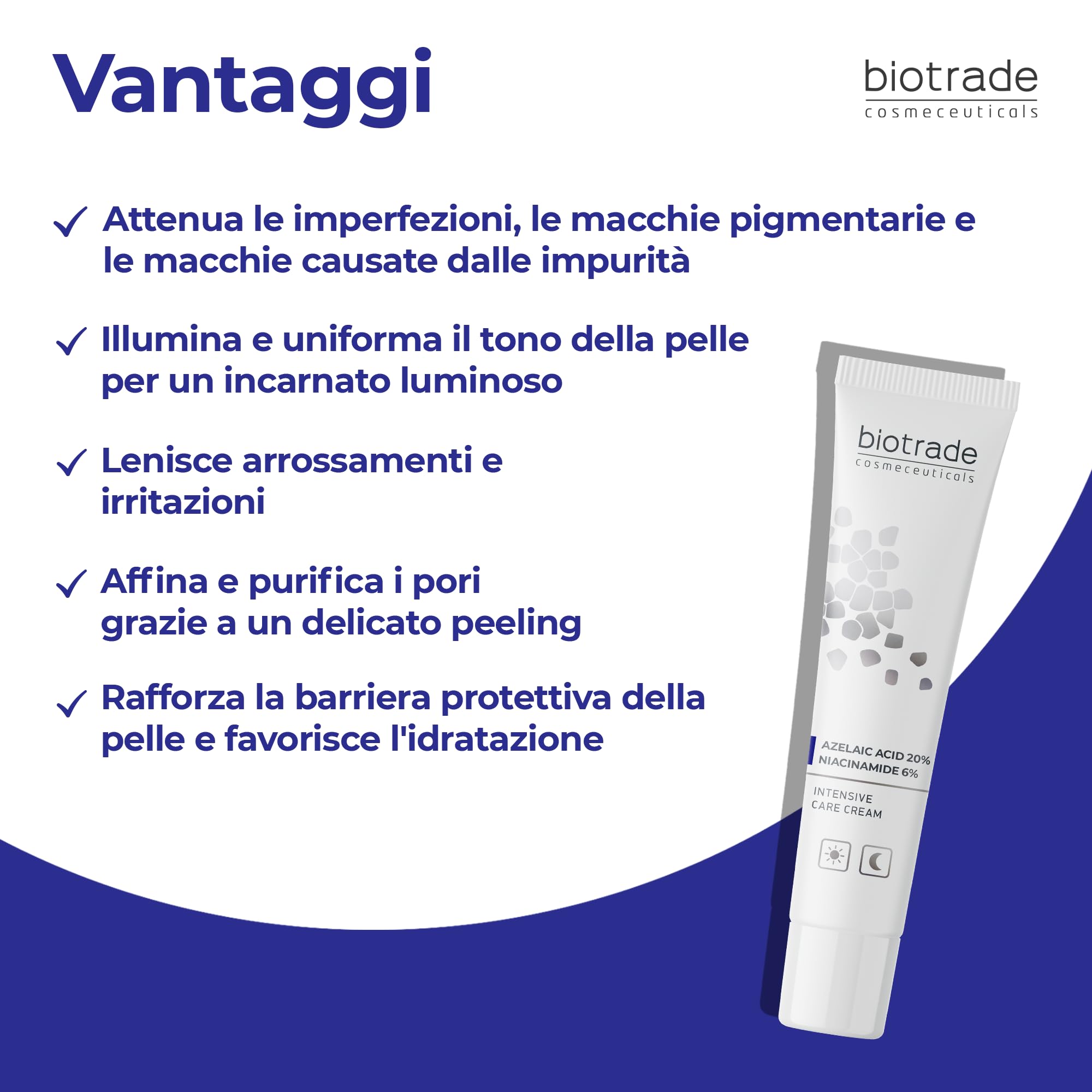 Crema viso concentrata acido azelaico 20%, niacinamide 6%, uniforme 30 ml | Per un colorito più uniforme e una pelle visibilmente più luminosa e levigata, con acido azelaico 20% e niacinamide 6%, 30 ml