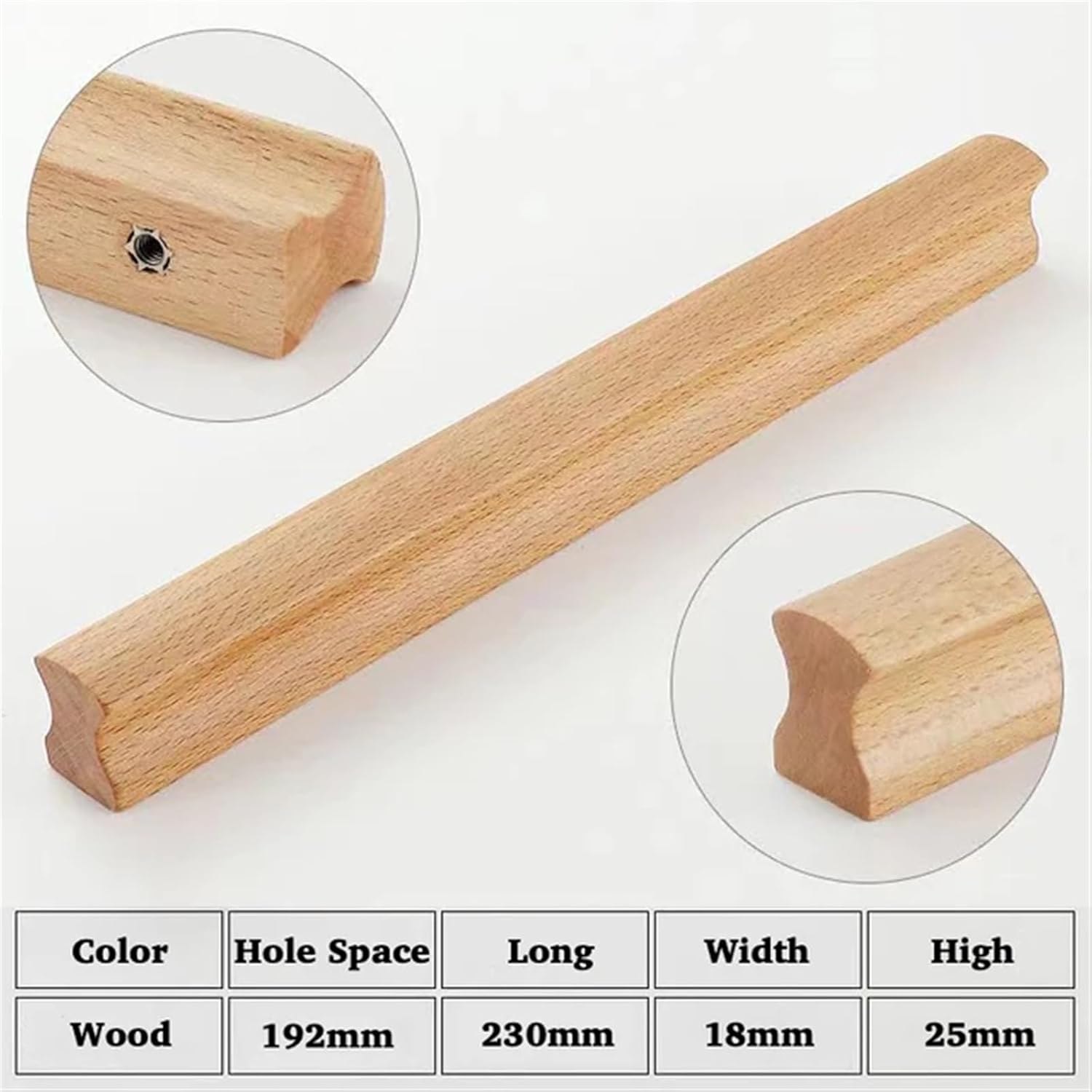 Furniture Handle Drawer Knobs Kitchen Cabinets Pulls Long Handles Cabinets and Drawers Dresser Knobs Wardrobe Pull 1Pcs (Color : Wood 192mm)