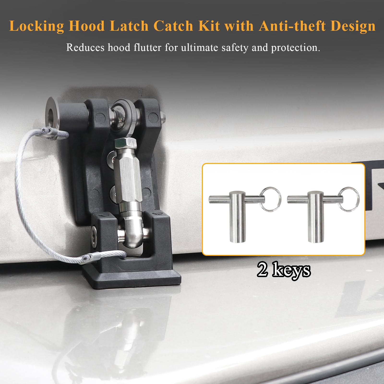 Hood Latches Lock Set For Jeep Wrangler TJ 1997-2006 - Black ABS/Metal, 2-Piece