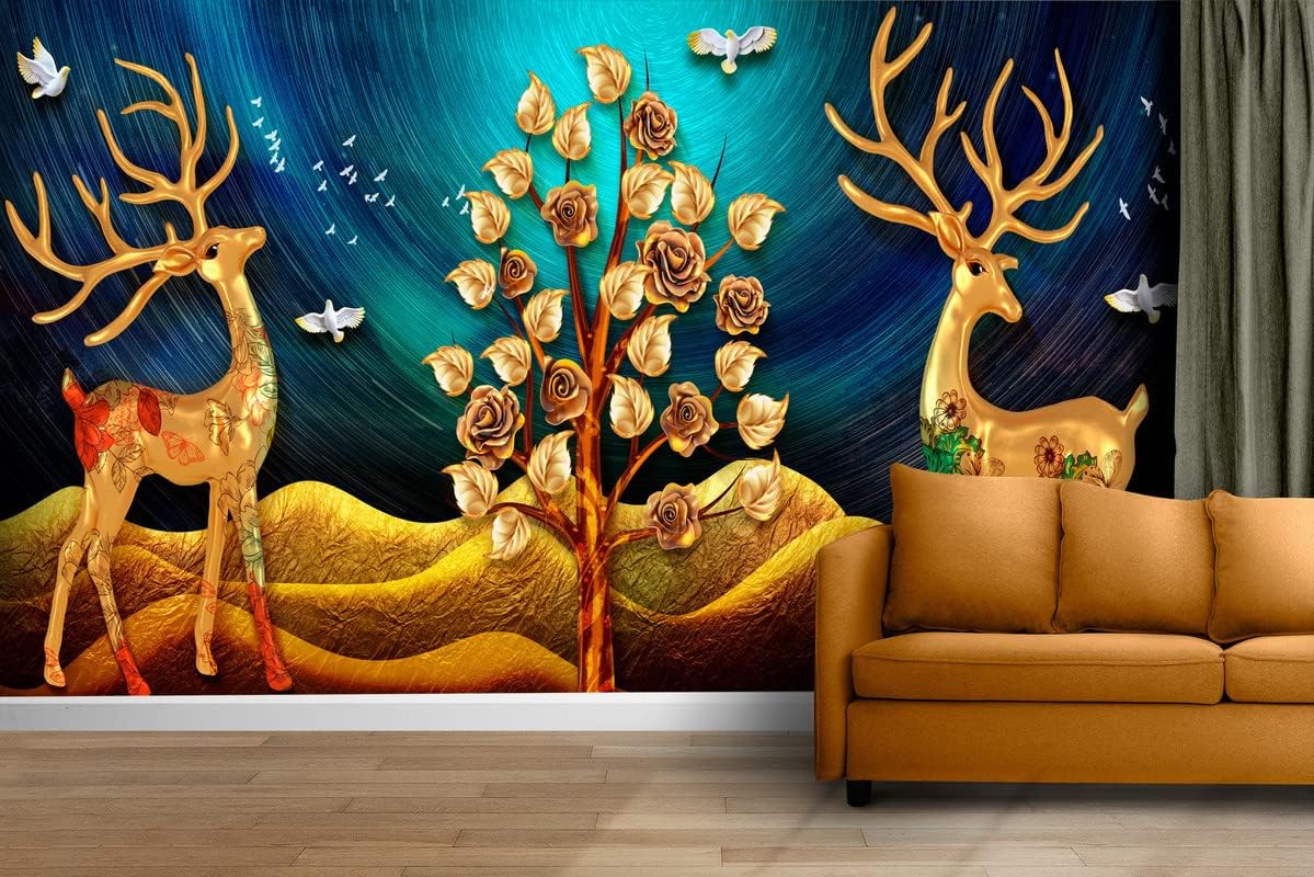 UK INTERIOR DESIGN 3D Wallpaper Wall Stickers/Polyvinyl Stickers Self-Adhesive DIY Wallpaper for Home Hotel Living Room Bedroom Cafe Décor (3 x 4 feet, Design_56)
