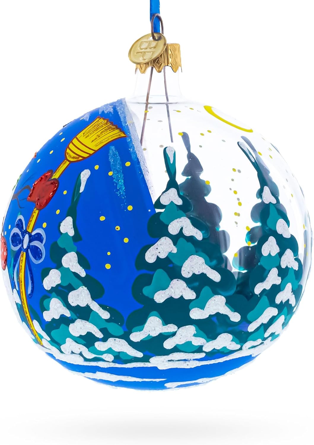 Festive Snowman with Gifts Glass Ball Christmas Ornament 4 Inches - Image 2