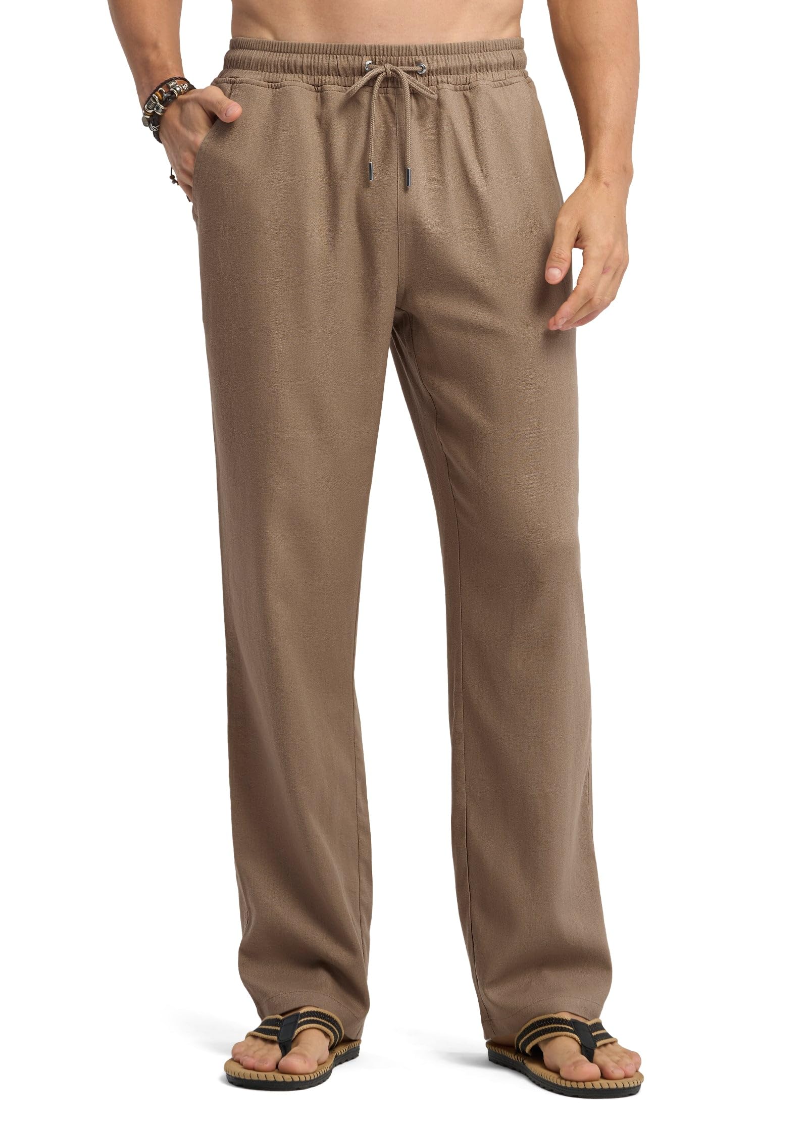 WILLIT Pantaloni da uomo in lino, leggeri, traspiranti, estivi, in cotone, con tasche, comodi pantaloni per il tempo libero, per tutti i giorni, viaggi, spiaggia, 71,1 cm, 76,2 cm