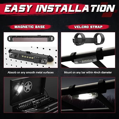 Miniatura 7 de OFFROADTOWN Luz de cúpula UTV universal para montaje en barra enrollable, luz LED de cúpula alimentada por baterías, luz interior del coche, luz de