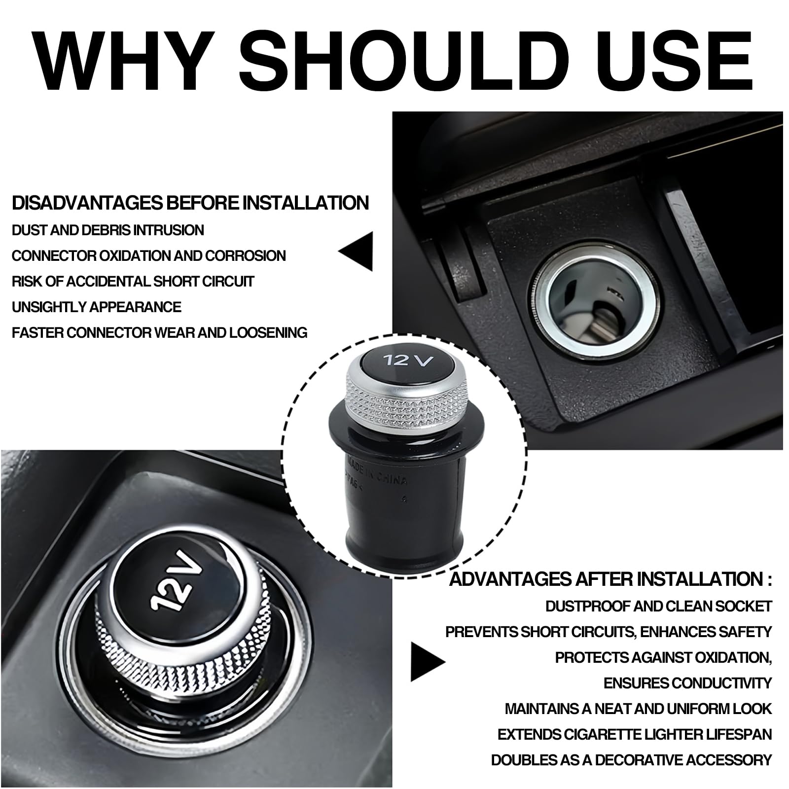 5x Coperchio Accendisigari Per Auto Presa 12V Presa Spina Di Copertura