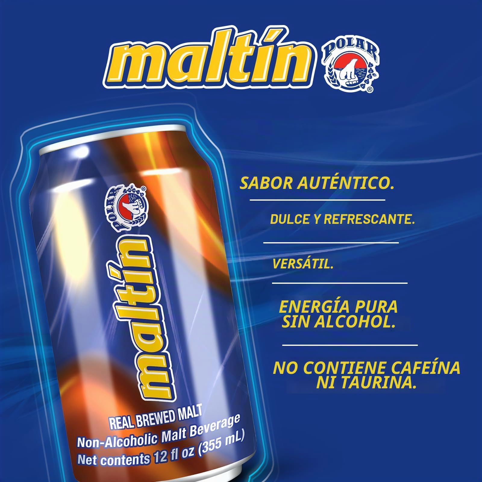 Maltin Polar - Bebida de malta sin alcohol, bebida natural de azúcar de caña (paquete de 24)