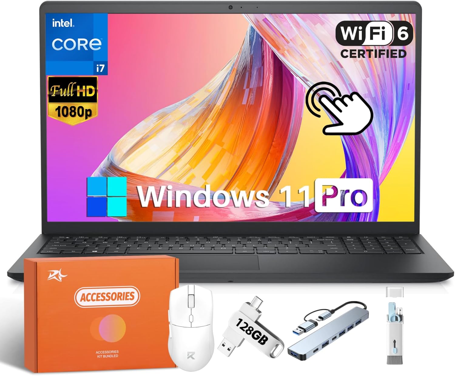 Dell Inspiron 15 Touchscreen Laptop Computer, Intel 13th 10-Core i7, 15.6” FHD Anti-Glare Display, 32 GB RAM, 1TB SSD, Windows 11 Pro, 9H Battery Life, HD 720p Cam, Wi-Fi 6 & BT, RH-Accessories Dell Inspiron 15 Touchscreen Laptop Computer, Intel 13th 10-Core i7, 15.6” FHD Anti-Glare Display, 32 GB RAM, 1TB SSD, Windows 11 Pro, 9H Battery Life, HD 720p Cam, Wi-Fi 6 & BT, RH-Accessories