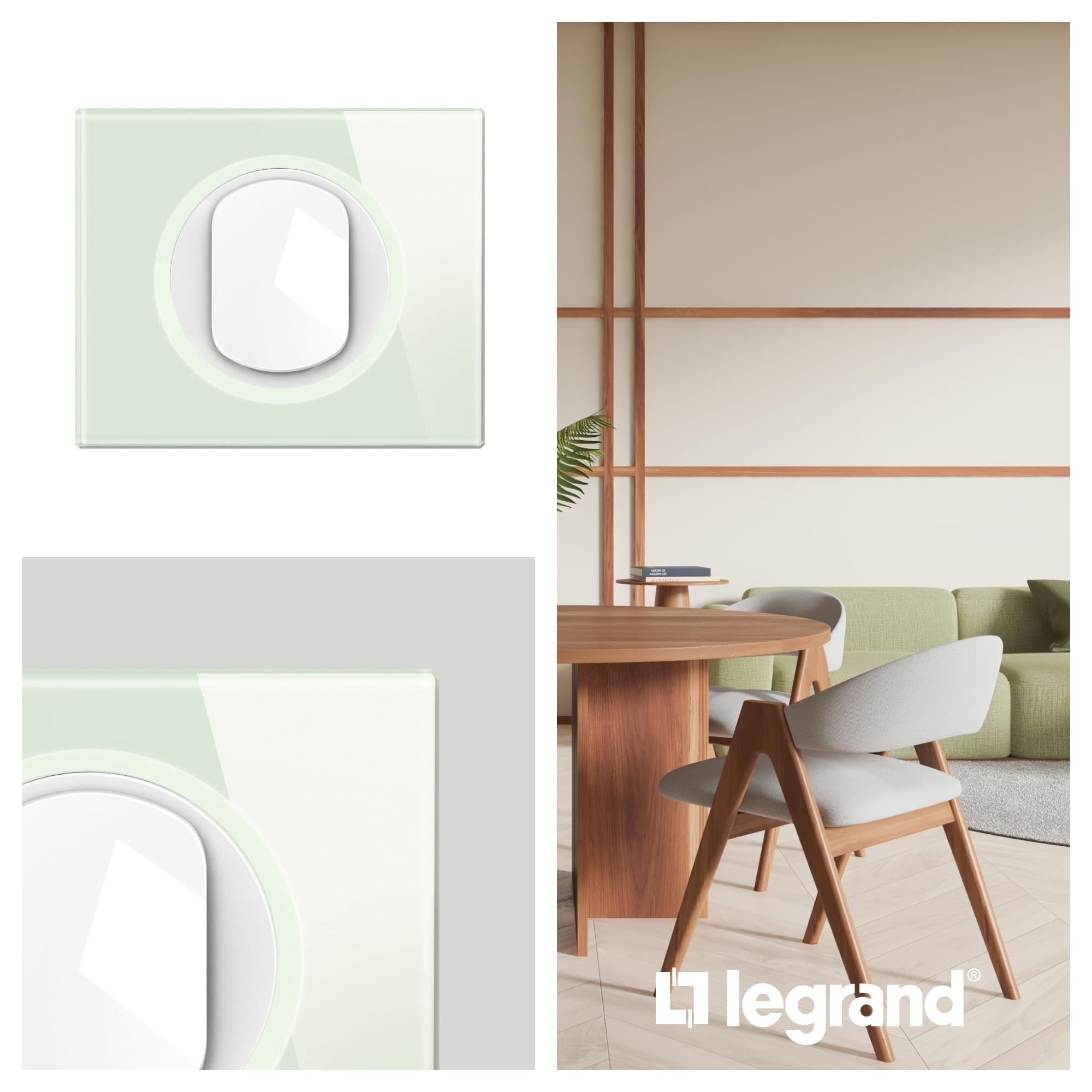 LEGRAND - Plaque Céliane - Plaque de Finition pour Prises et Interrupteurs Céliane - 1 poste - Verre opale Blanc