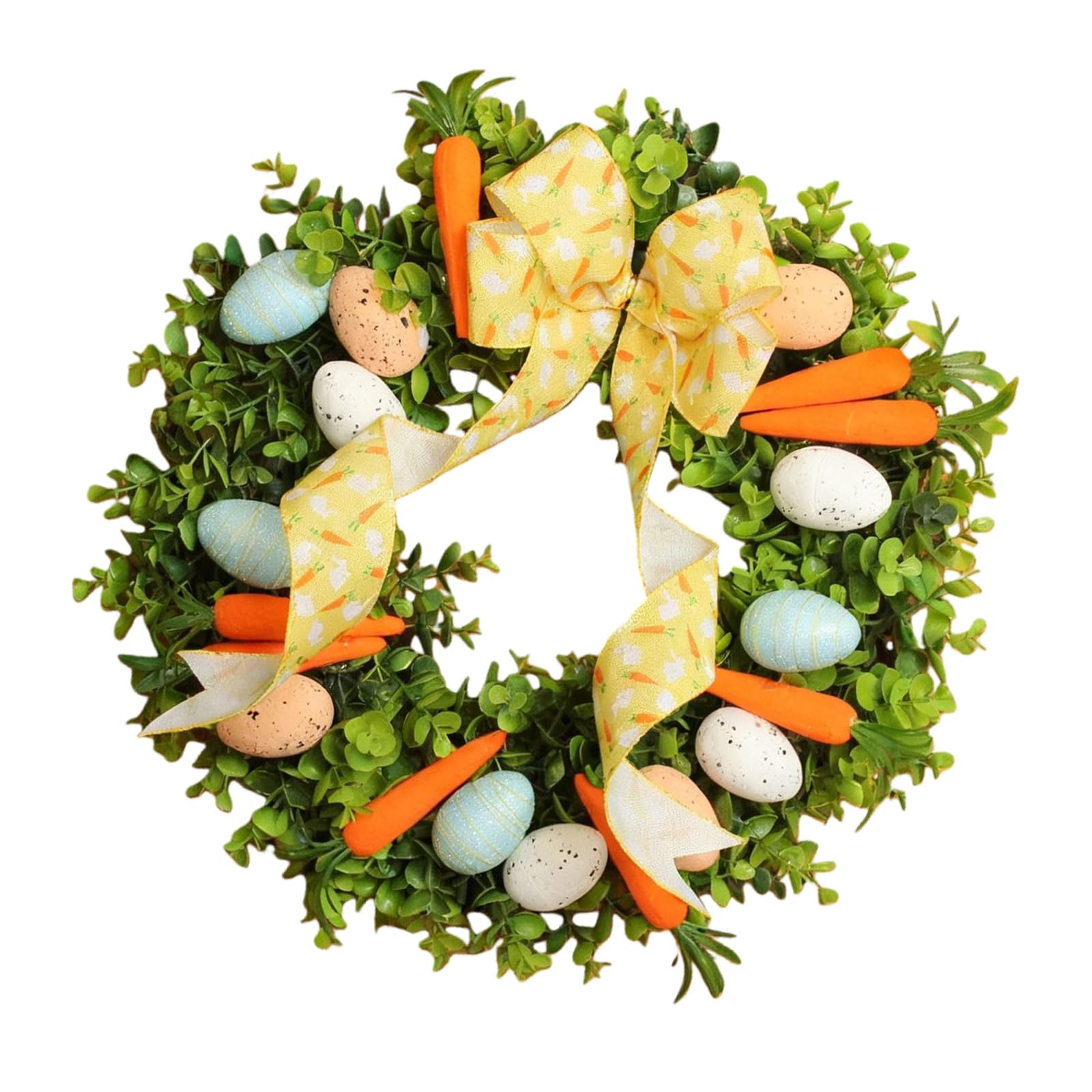 Xjdzineq Cheerful Easter Themed Wreath Carrot and Eggs Ornament Decoration for Door Farmhouse and Window Easter Wreath