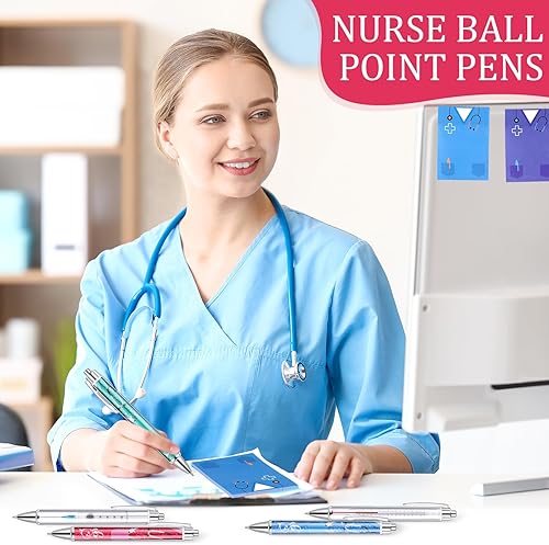Miniatura 6 de Geyoga Juego de 60 cuadernos divertidos para enfermeras con bolígrafos, juego de regalos de agradecimiento a la enfermera, mini notas adhesivas para