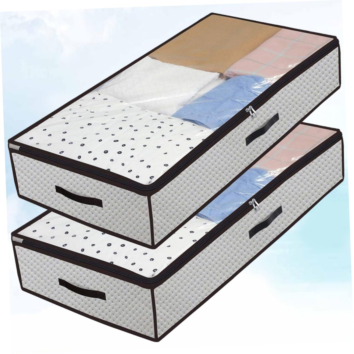 Cabilock 2piezas Cajas de Almacenamiento para Edredones y Ropa de Hogar Organizadores de No Tejida Contenedores Impermeables para Guardar Ropa Armarios