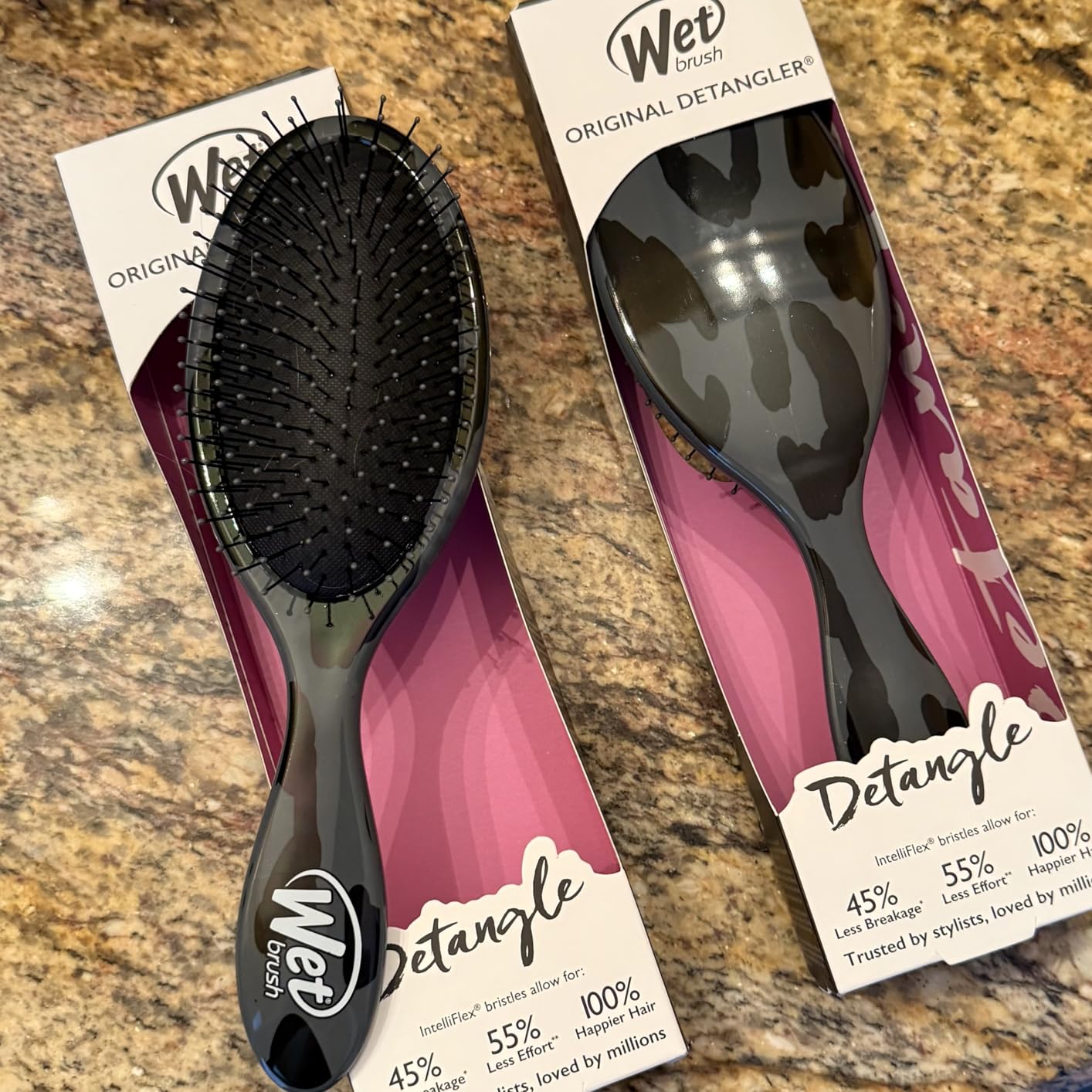 Wet Brush Detangling Brush, Original Detangler (Pink & Purple, 2 Pack), Wet & Dry Tangle-Free Hair Brush for Women & Men, No Tangle, Soft and Flexible Bristles for Straight, Curly and Thick Hair