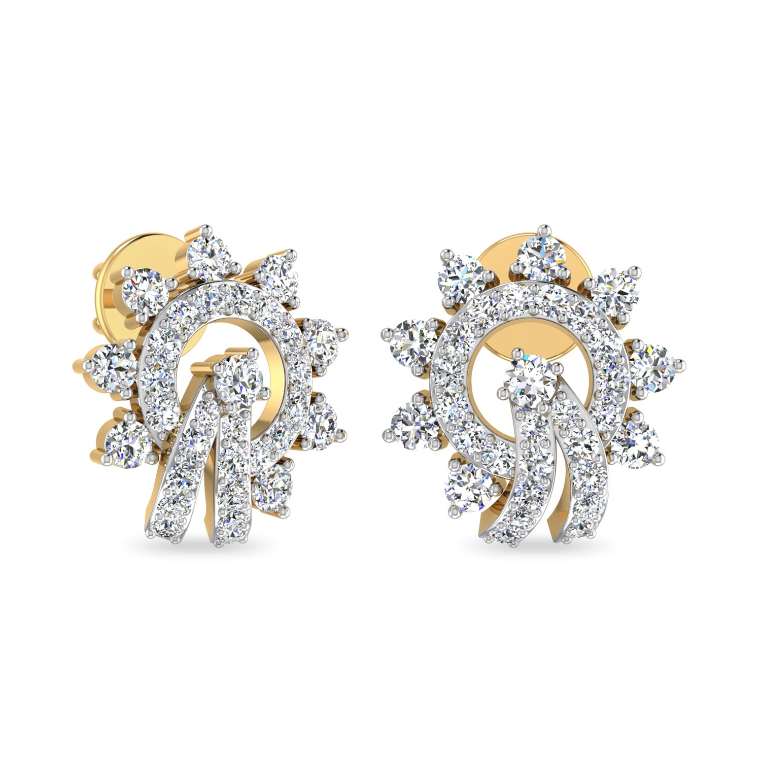 Aucent by PC Jeweller The Blinda 18KT Yellow Gold and Diamond Earrings-image-21