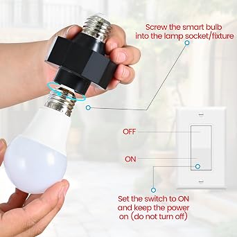 Light Socket Outlet Adapter E26 Light Bulb to Outlet Socket Converter Light Bulb Plug Adapter for Porch Light Socket,Camera,Garage Light 2-Pack