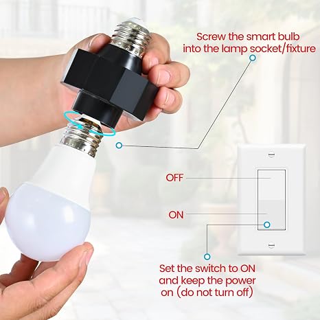 Light Socket Outlet Adapter E26 Light Bulb to Outlet Socket Converter Light Bulb Plug Adapter for Porch Light Socket,Camera,Garage Light 2-Pack