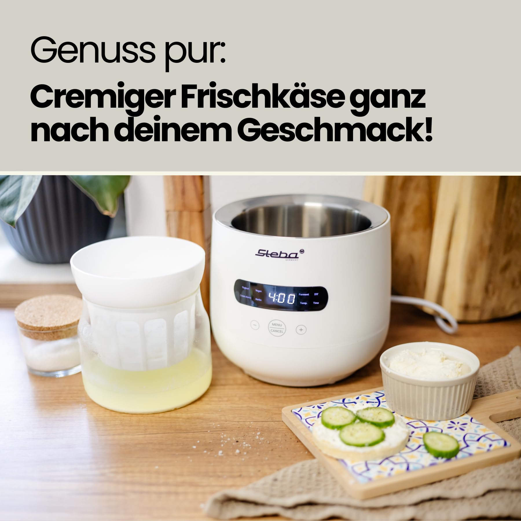 Steba JM 4 Joghurt-Maker | 1 Joghurtglas 2 l, 1 Joghurtglas 1,3 l, 5 Automatikprogramme, Leichte Reinigung