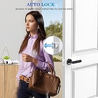 Vista 4 de Fingerprint Door Lock- biometric Smart Door knob- passcode keypad Door Handle，for Bedroom Hotel Office Apartment (Black)