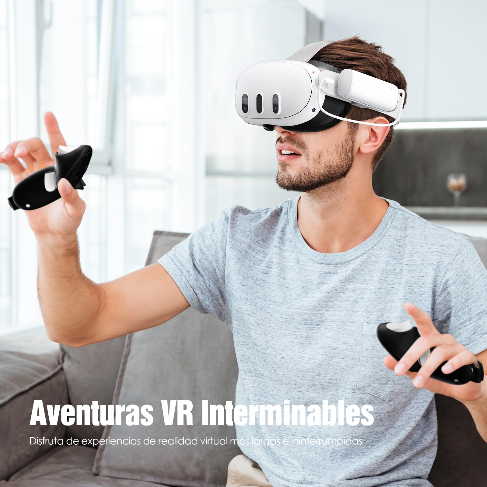 SUPERUS Paquete de batería para Meta Quest 3/3S y Oculus Quest 2, 5000 mAh, PD20W de carga rápida, tiempo de reproducción extra de 2 a 3 horas, compatible con correas originales y Elite, accesorios de