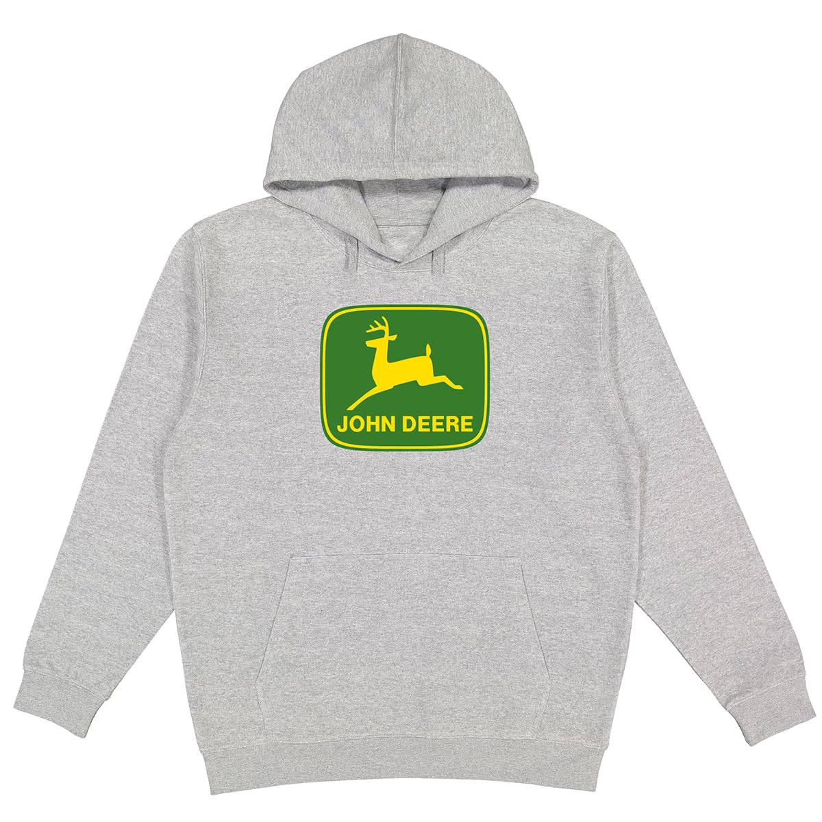John Deere Hooded Sweatshirt, Trademark Logo, Heather Gray, Grey With Green / Yellow Logo, XXL